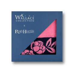 Rory Hutton Rose Cotton Socks Navy/Pink -Artful Gifts Shop RHsockrosebox