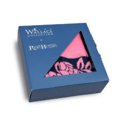 Rory Hutton Rose Cotton Socks Navy/Pink -Artful Gifts Shop RHsockroseboxthreequarter